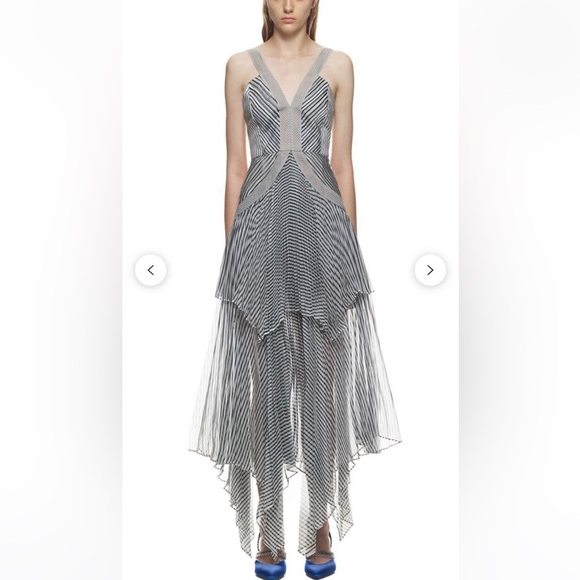 Self-Portrait Dresses & Skirts - Self-Portrait Black and White Striped High-Low Dress